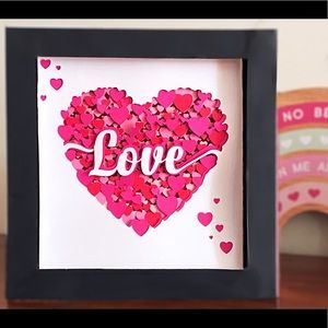 Marvelous 3D Shadow Box with  3D Layered Love Sign Hearts